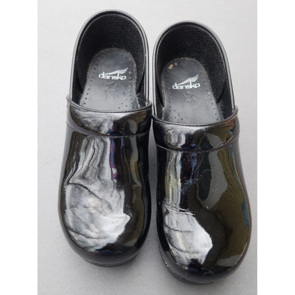 Womens Dansko Patent Leather Clogs Black Nursing Shoes Size EU 41 US 10.5